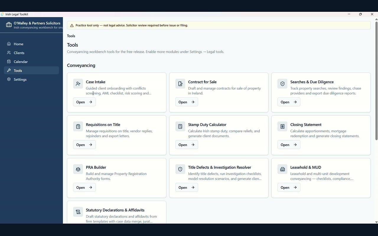 Conveyancing tools grid